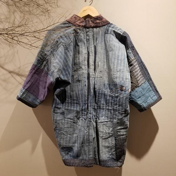 Taisho Era Boro Indigo Patchwork Farmer's Jacket from Tohoku