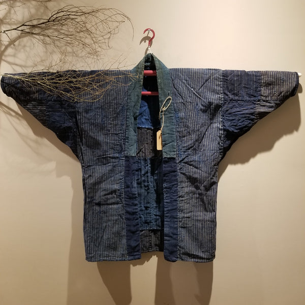 Vintage Aizome Indigo Shima Patchwork Boro Noragi