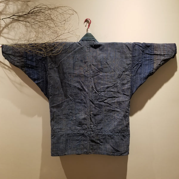 Vintage Aizome Indigo Shima Patchwork Boro Noragi