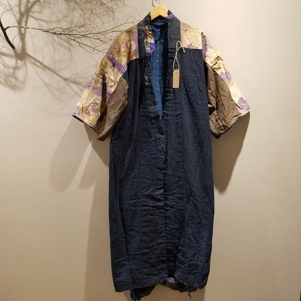 Vintage Indigo Boro Kasuri Reversible Long Noragi