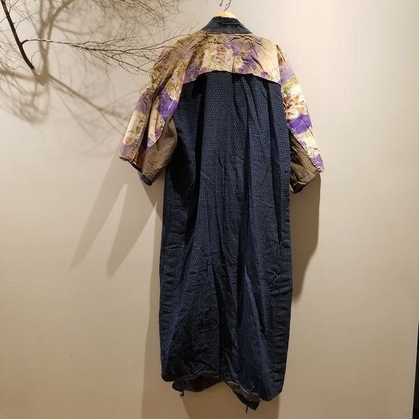 Vintage Indigo Boro Kasuri Reversible Long Noragi