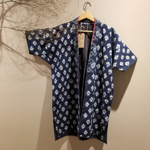 Vintage Kasuri Ikat Indigo Sashiko Noragi