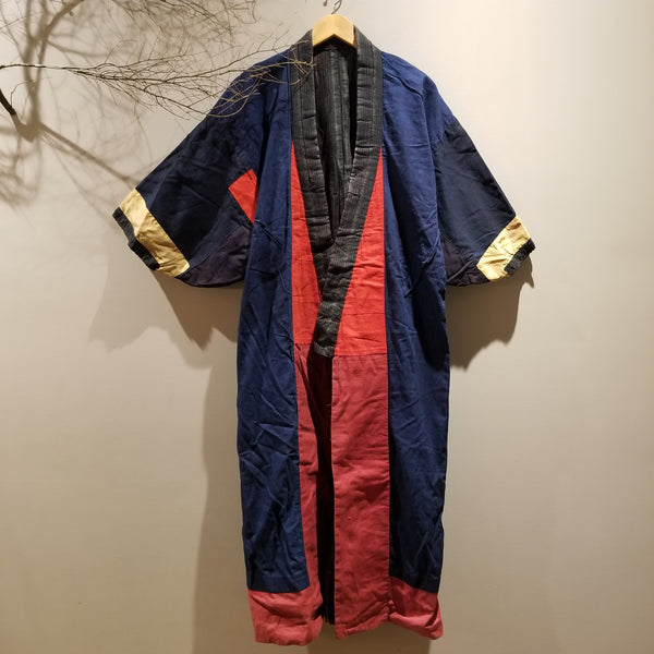 Vintage Shima Patchwork Reversible Noragi Kimono