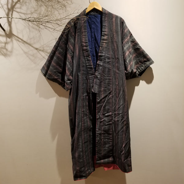 Vintage Shima Patchwork Reversible Noragi Kimono