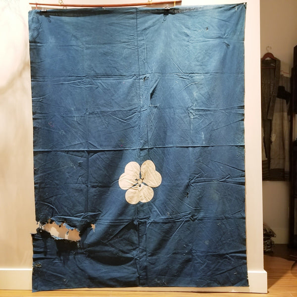 Indigo Kamon Design Futon Cover Wall Display Fabric 192 x 144cm