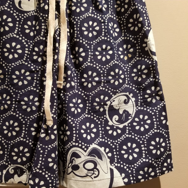 Indigo Neko Cat Kamon shorts M-XL