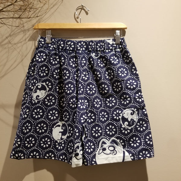 Indigo Neko Cat Kamon shorts M-XL