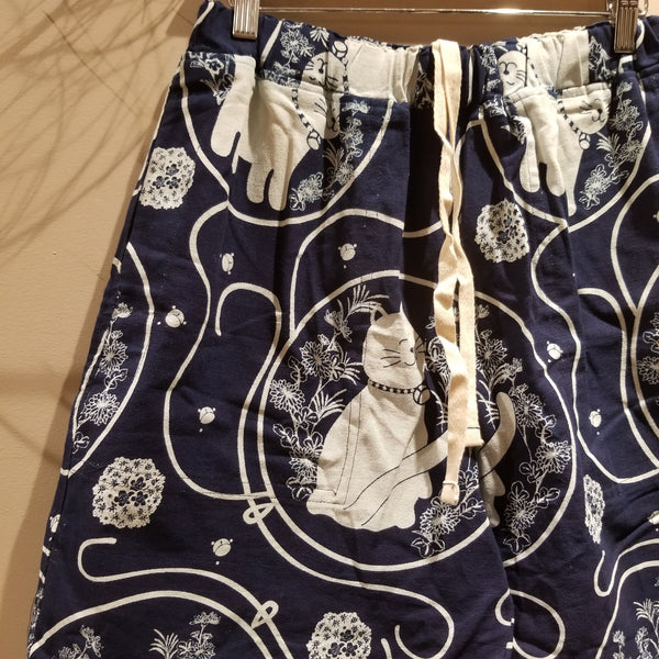 Indigo Neko Cat Kamon shorts