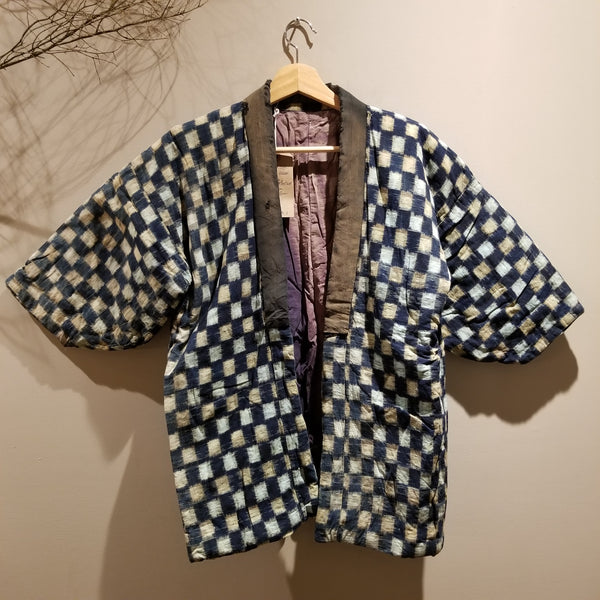 Kasuri Ikat Folk Style Haori Jacket from mid century