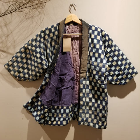 Kasuri Ikat Folk Style Haori Jacket from mid century