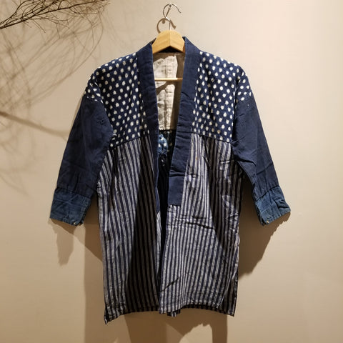 Indigo Shima Kasuri Ikat Noragi Workwear