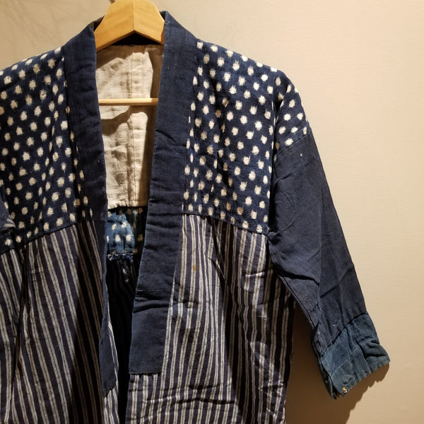 Indigo Shima Kasuri Ikat Noragi Workwear