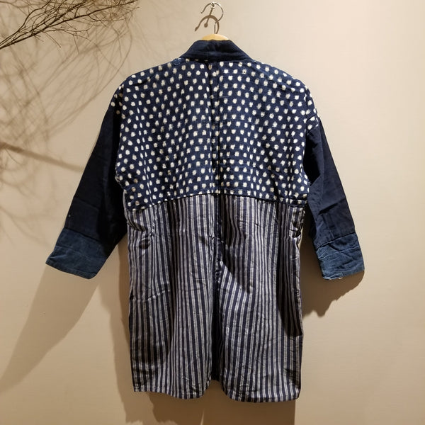 Indigo Shima Kasuri Ikat Noragi Workwear