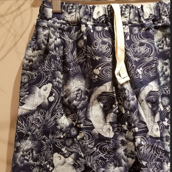 Indigo koi Kamon shorts XS-M