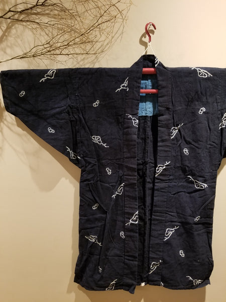 Vintage Shibori Indigo Noragi Hanten