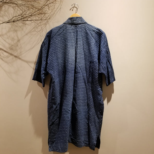Faded Boro Sashiko Kasuri Ikat Indigo Long Noragi