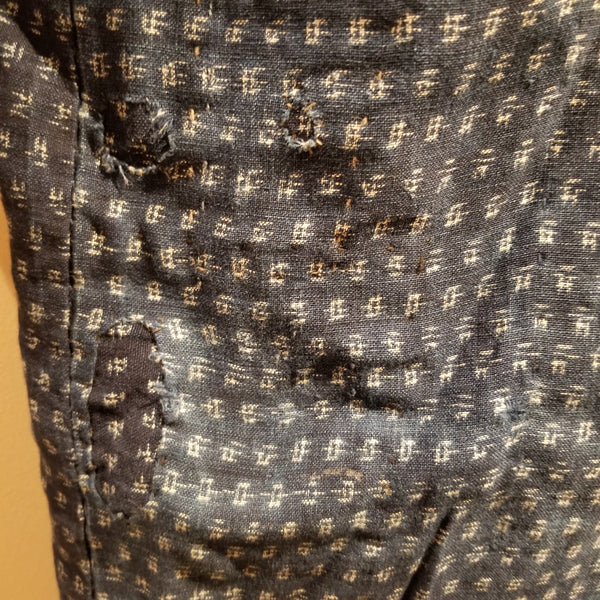 Faded Boro Sashiko Kasuri Ikat Indigo Long Noragi
