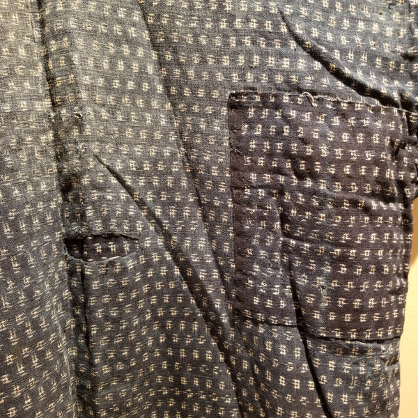 Faded Boro Sashiko Kasuri Ikat Indigo Long Noragi