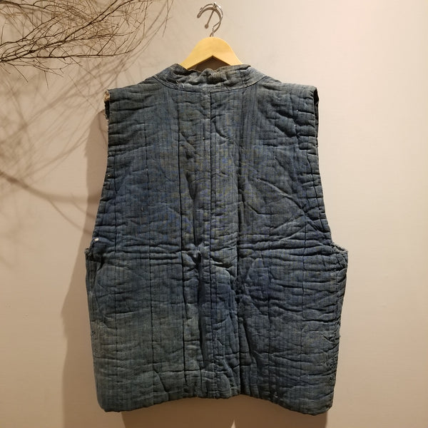 Faded Boro Indigo Sashiko Peasant's Vest