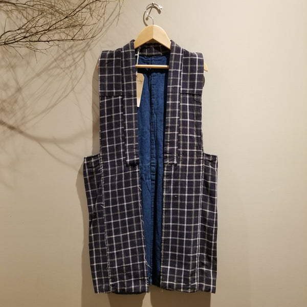 Indigo Zanshi Woven Peasant's Vest