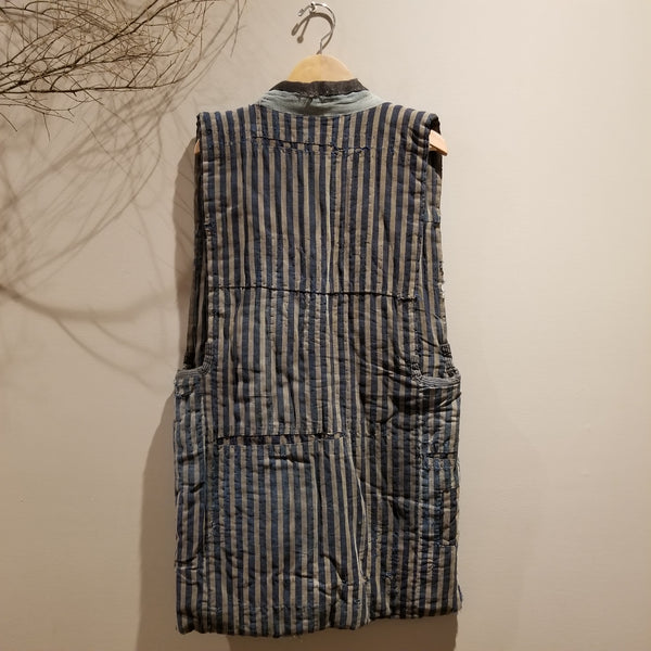 Boro Sashiko Faded Indigo Shima Reversible Peasant's Vest