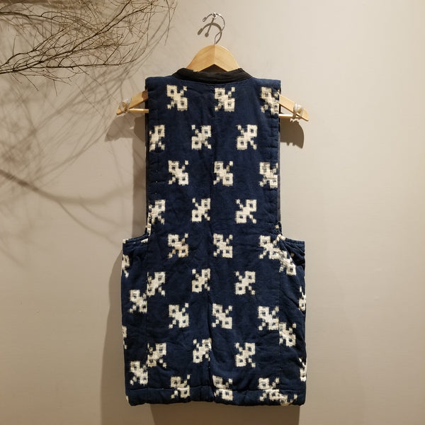 Kasuri Ikat Shima Indigo Farmer's Reversible Vest