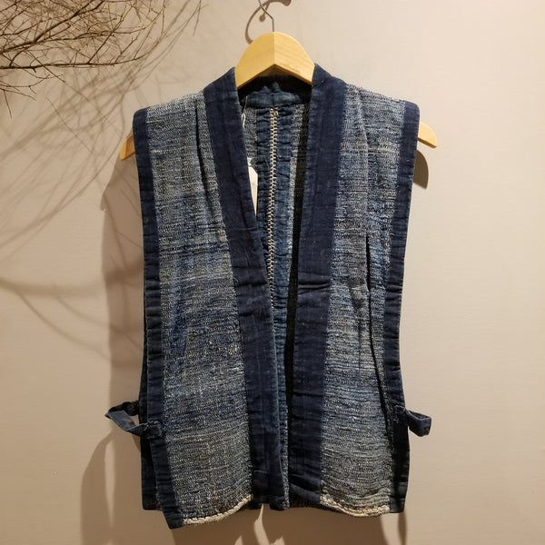 Indigo Boro Sakiori Peasant's Vest from Early Century