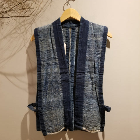 Indigo Boro Sakiori Peasant's Vest from Early Century