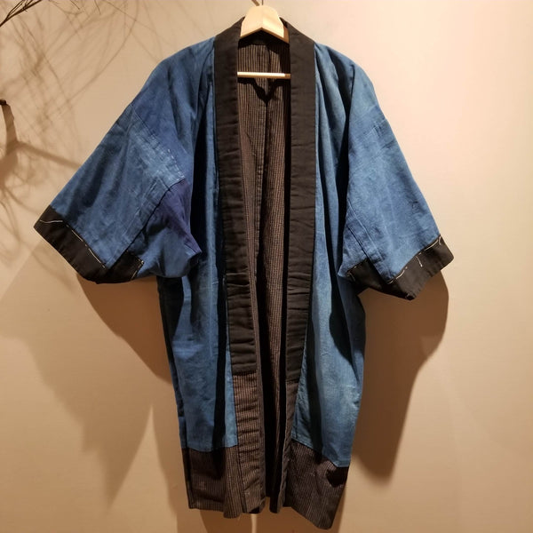 Reversible Indigo Shima Noragi Jacket