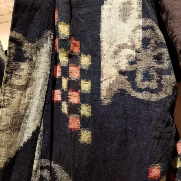 Indigo Kasuri Ikat Long Sleeves Farmer's Noragi