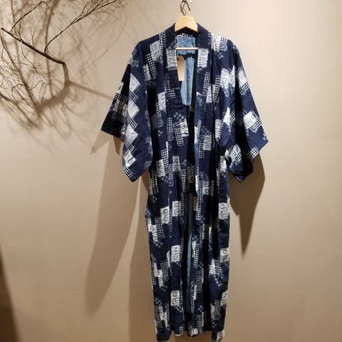 Long Indigo Kasuri Ikat Kimono