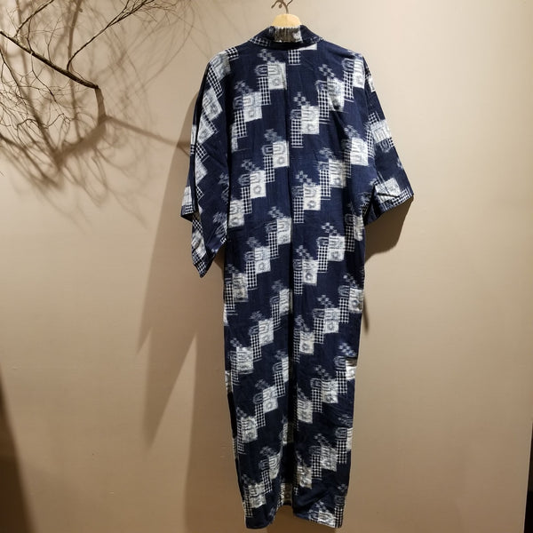 Long Indigo Kasuri Ikat Kimono