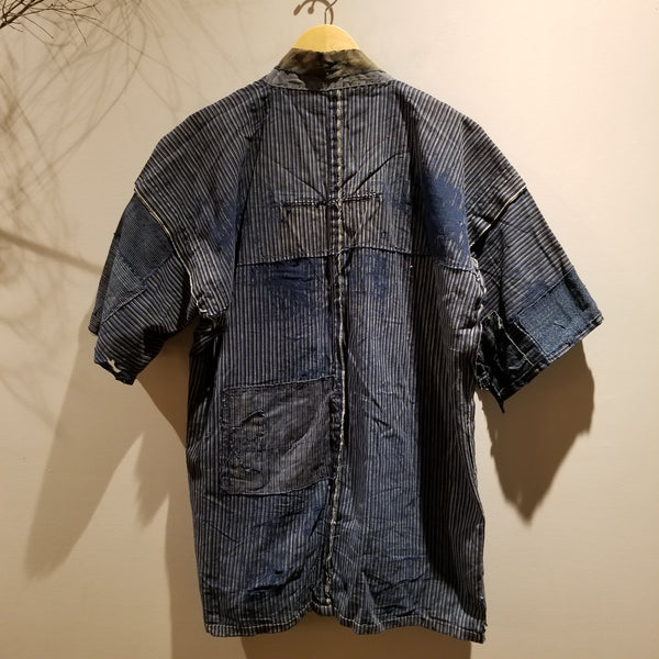 1930s Indigo Boro Patchwork Reversible Shima Noragi