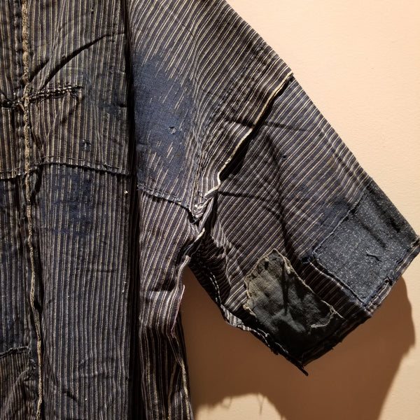 1930s Indigo Boro Patchwork Reversible Shima Noragi