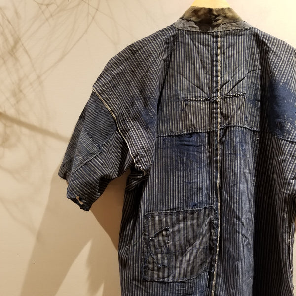 1930s Indigo Boro Patchwork Reversible Shima Noragi