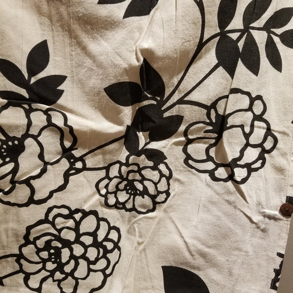 White Flower  Pattern Samurai Pants Waist Tied