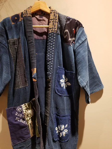 Vintage Indigo Kendo Sashiko Patchwork Jacket