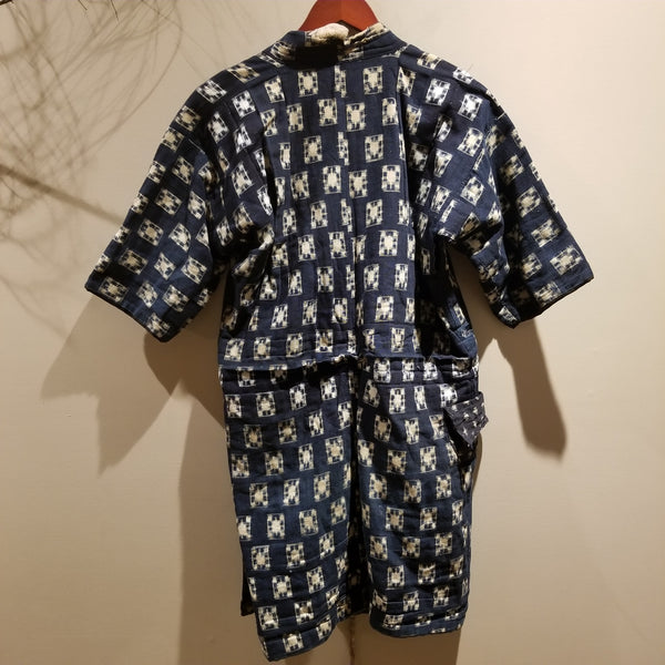 Aizome Kasuri Ikat Boro Long Noragi S