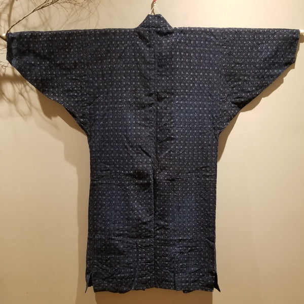 Aizome Kasuri Ikat Boro Long Noragi size L