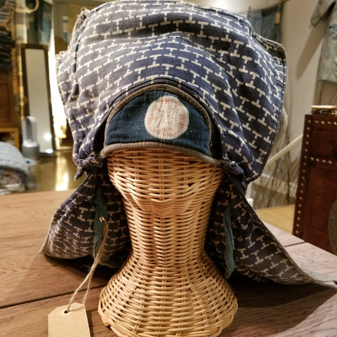 Antique Showa Era Fireman's Helmet Brick Wall Design