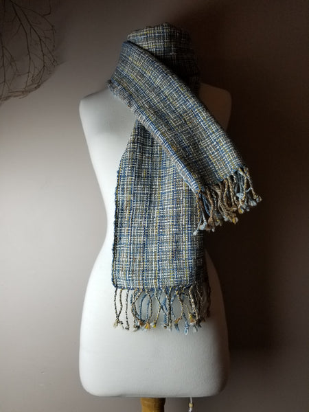 Natural Dyed Indigo Handwoven Cotton Scarf #1