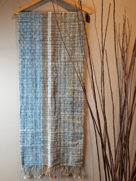 Natural Dyed Indigo Handwoven Cotton Scarf #1