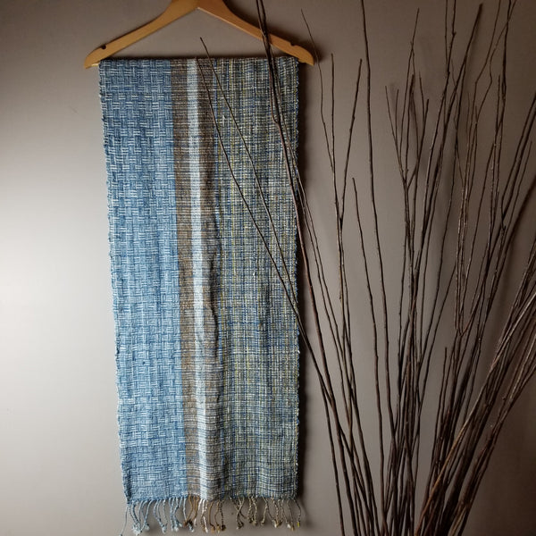 Natural Dyed Indigo Handwoven Cotton Scarf #1