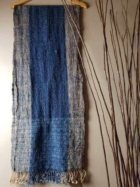 Natural Dyed Indigo Handwoven Cotton Scarf #2