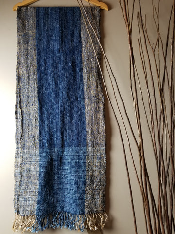 Natural Dyed Indigo Handwoven Cotton Scarf #2