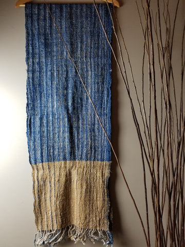 Natural Dyed Indigo Handwoven Cotton Scarf #4