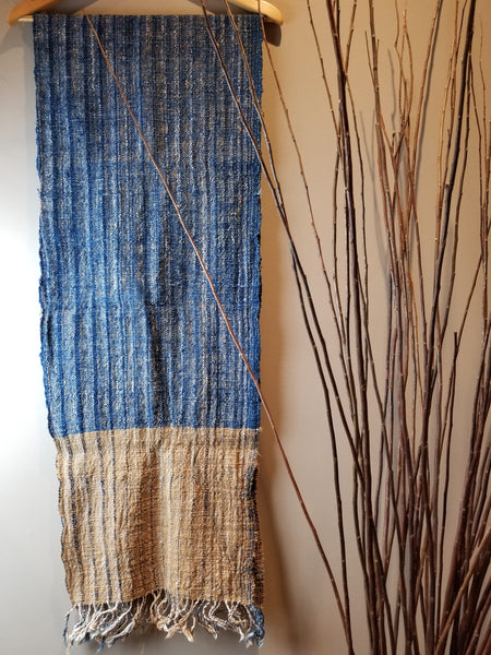 Natural Dyed Indigo Handwoven Cotton Scarf #4