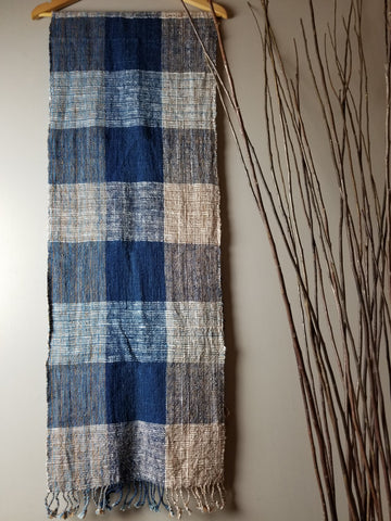Natural Dyed Indigo Handwoven Cotton Scarf #5