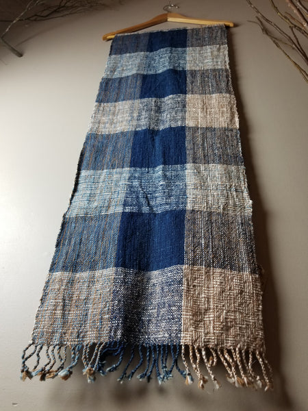 Natural Dyed Indigo Handwoven Cotton Scarf #5