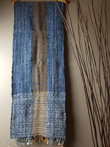 Natural Dyed Indigo Handwoven Cotton Scarf #7